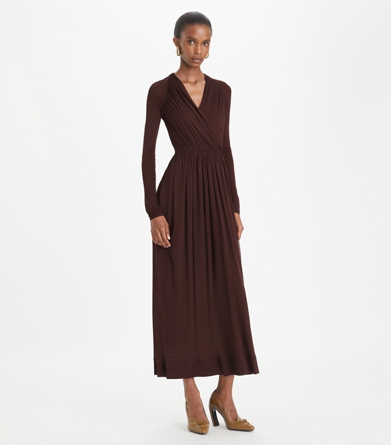Tory Burch designer kleider Wickelkleid aus Jersey in Spiced Chocolate front