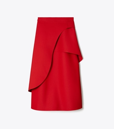 Tory Burch designer unterteile Wickelrock aus Crêpe in Royal Red front