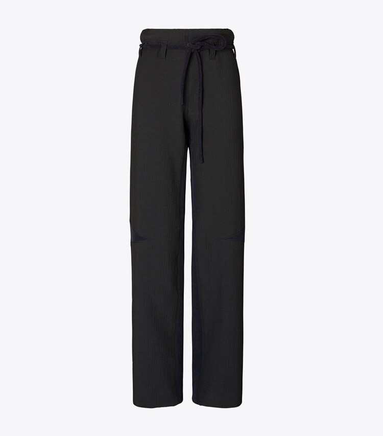 Tory Burch designer bottoms Wide Leg Cotton Pants in Black front
