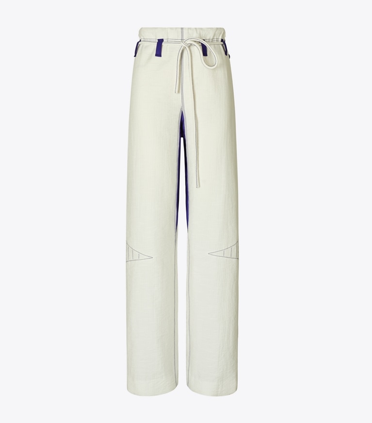 Tory Burch designer bottoms Wide-Leg Cotton Pants in Marshmallow front