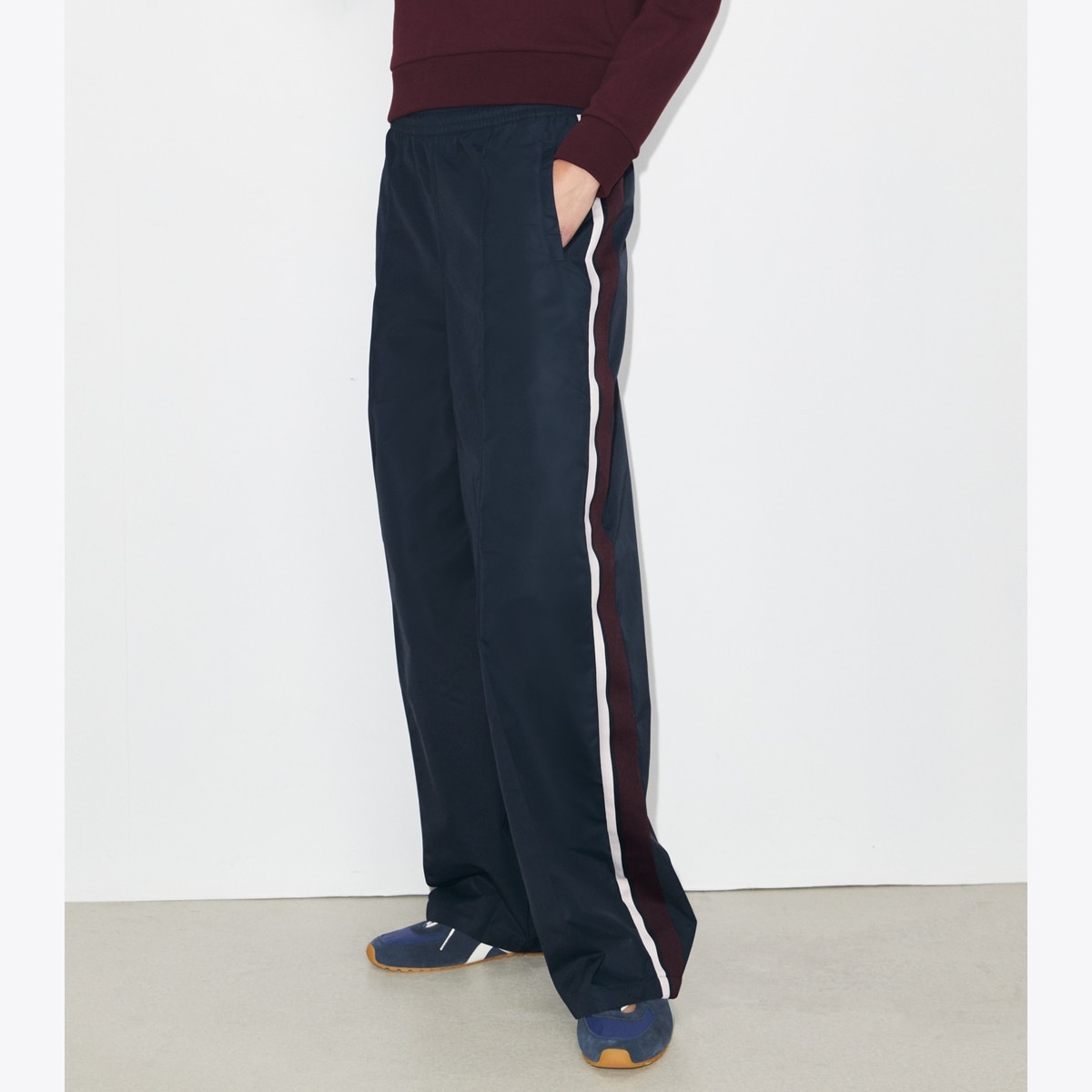 Wide-Leg Nylon Track Pant: Women's Designer Bottoms | Tory Burch