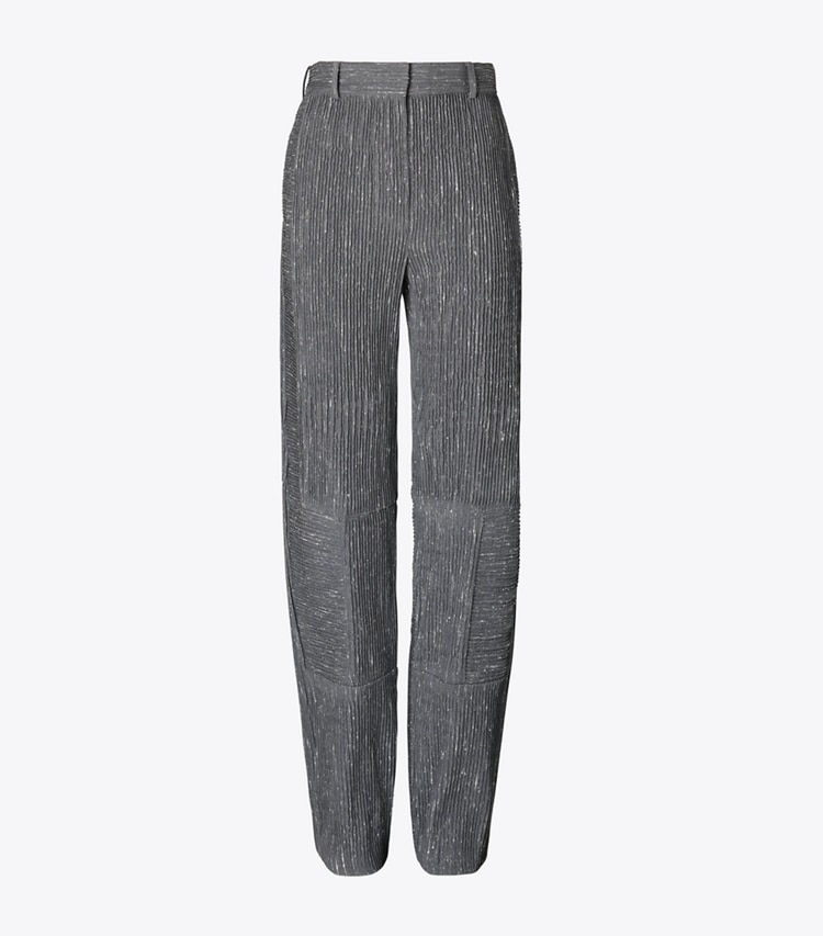 Tory Burch designer bottoms Wide-Leg Wool Pant in Charcoal/White front