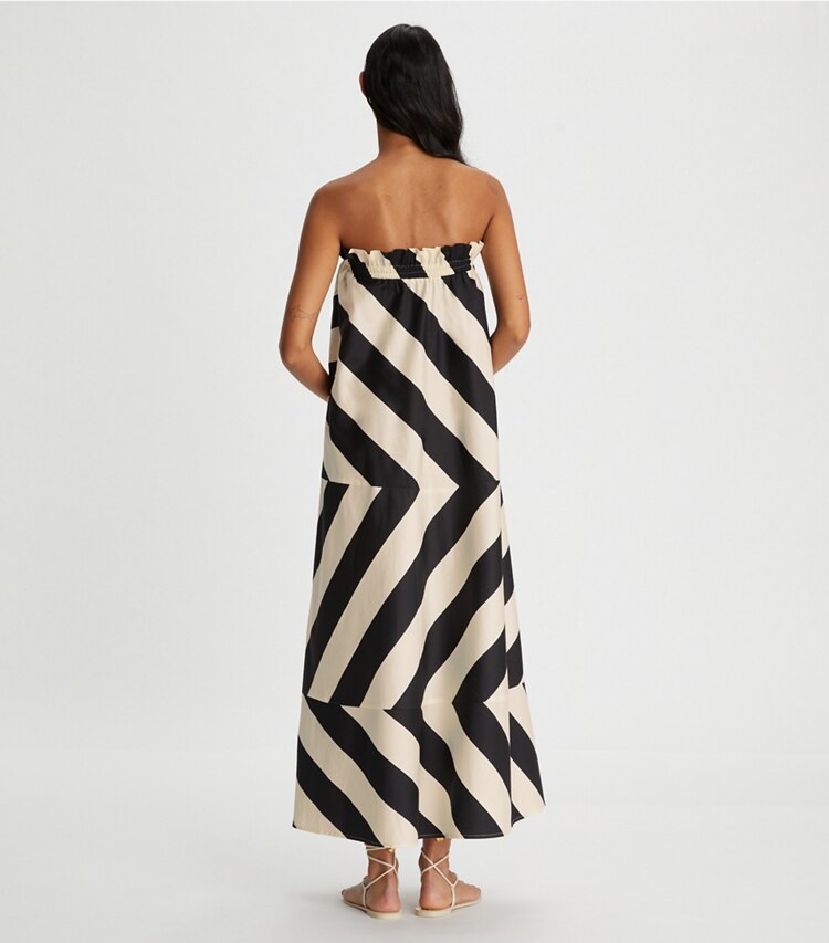 Tory Burch designer coverups Wide Stripe Long Dress in Wide Summer Stripe on model back