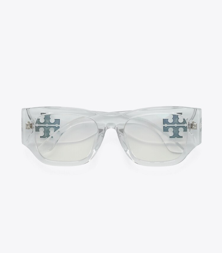 Tory Burch designer sonnenbrillen & brillen Wide-Temple Logo-Sonnenbrille in Blue Light Filtering Eyeglasses, Crystal von oben
