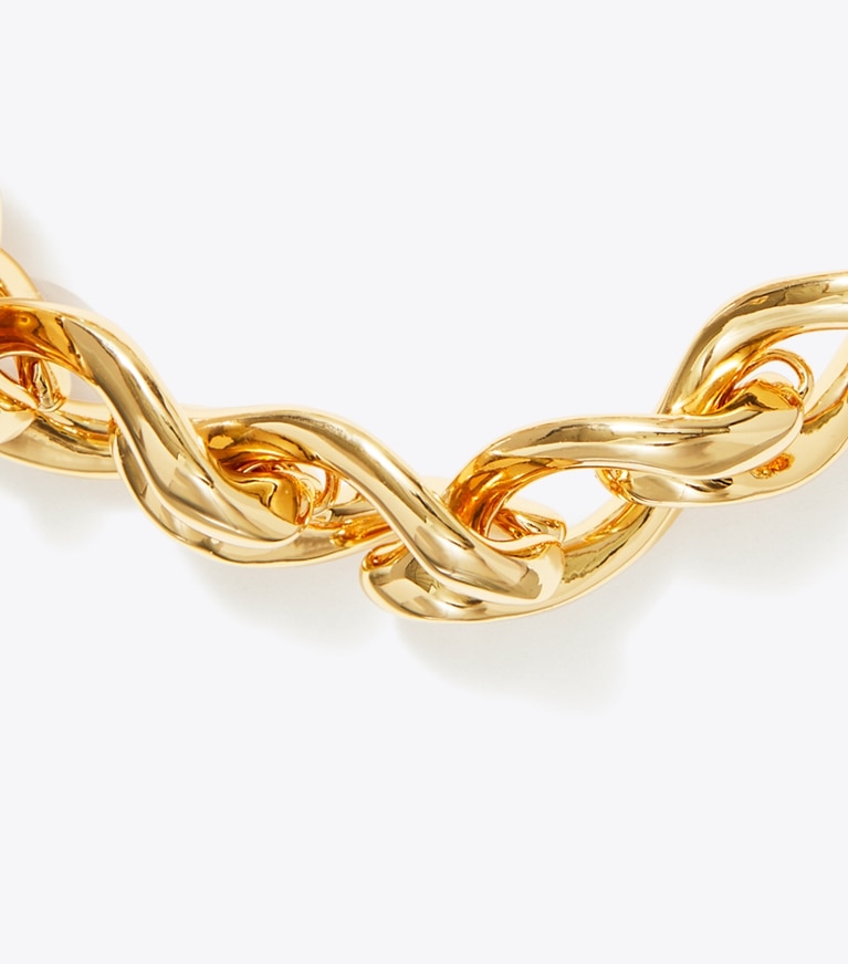 Tory Burch designer bracelets Wishbone Chain Bracelet in Tory Gold front