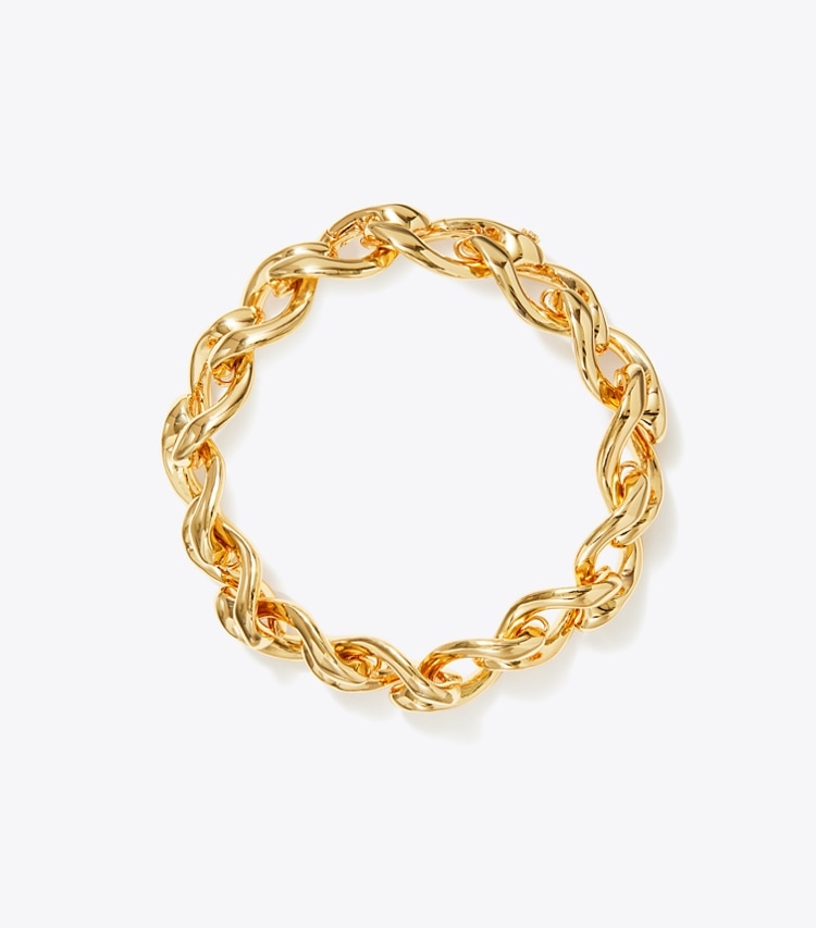 Tory Burch designer bracelets Wishbone Chain Bracelet in Tory Gold front