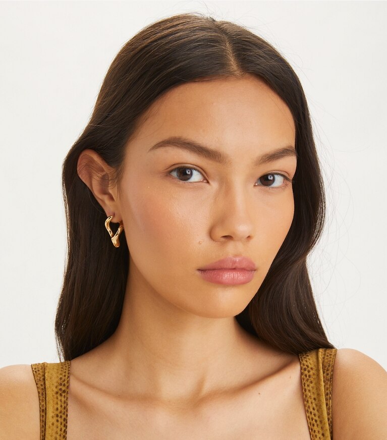 Tory Burch designer earrings Wishbone Earring in Tory Gold front