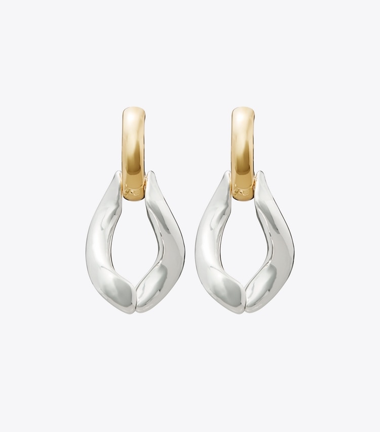 Tory Burch designer earrings Wishbone Earring in Light Brass / Light Silver front