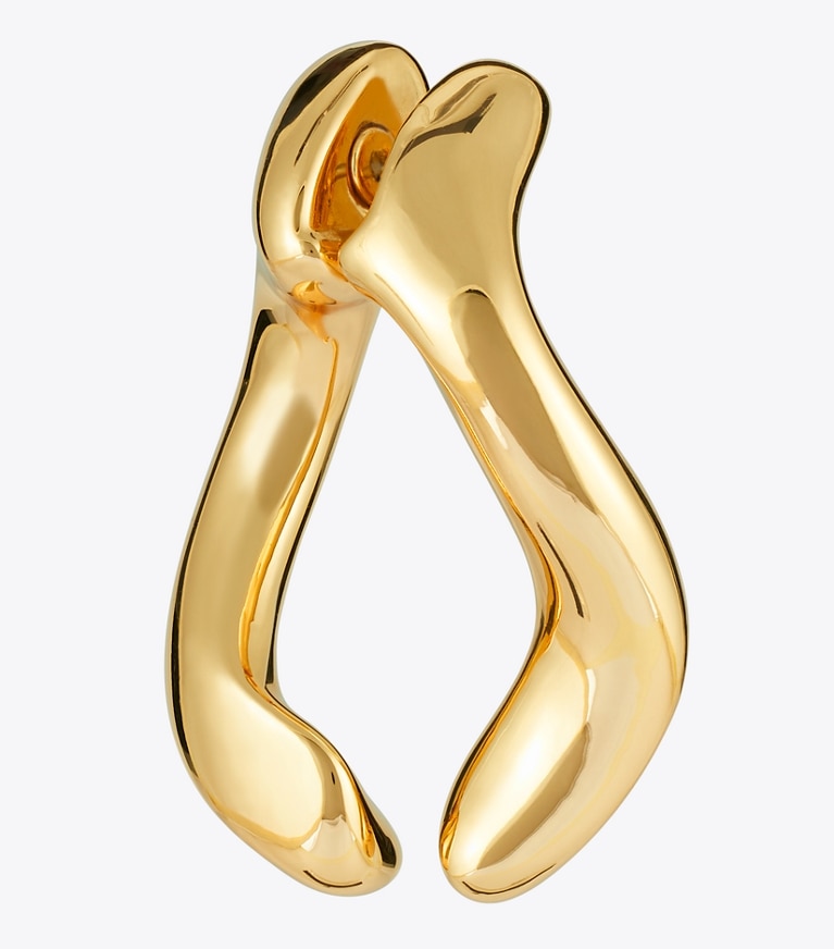 Tory Burch designer earrings Wishbone Front-Back Earring in Tory Gold front