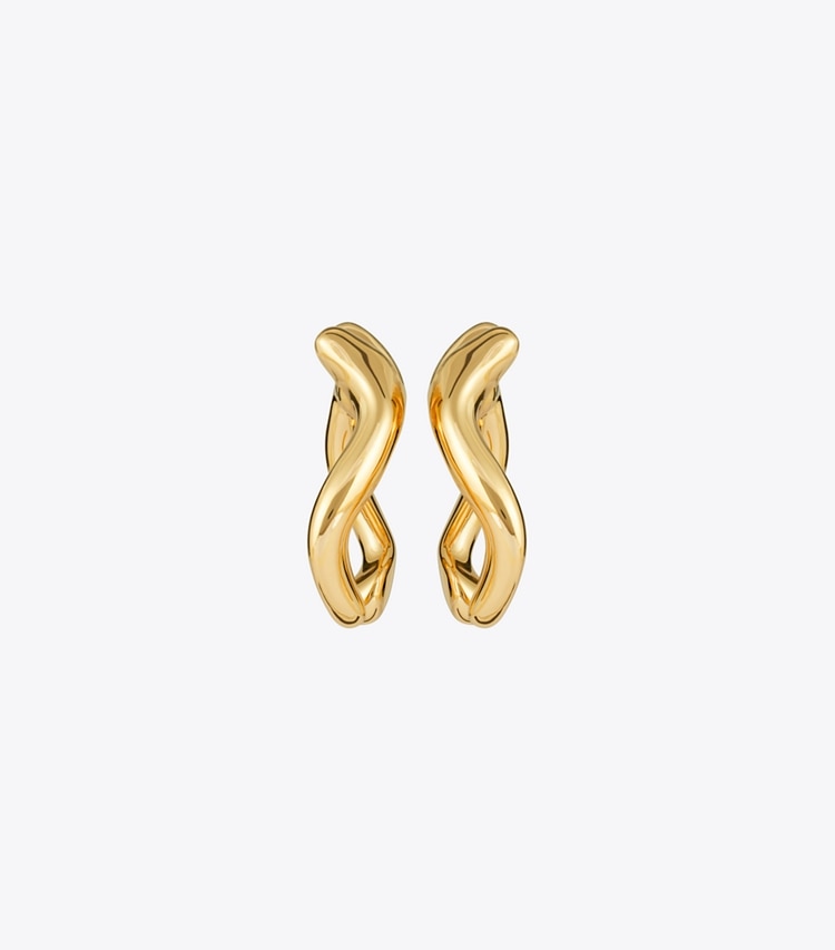 Tory Burch designer earrings Wishbone Front-Back Earring in Tory Gold front
