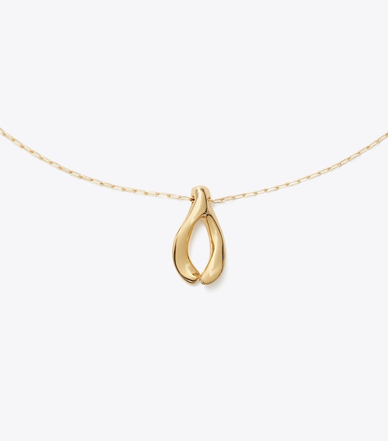 Tory Burch designer necklaces Wishbone Pendant in Tory Gold front