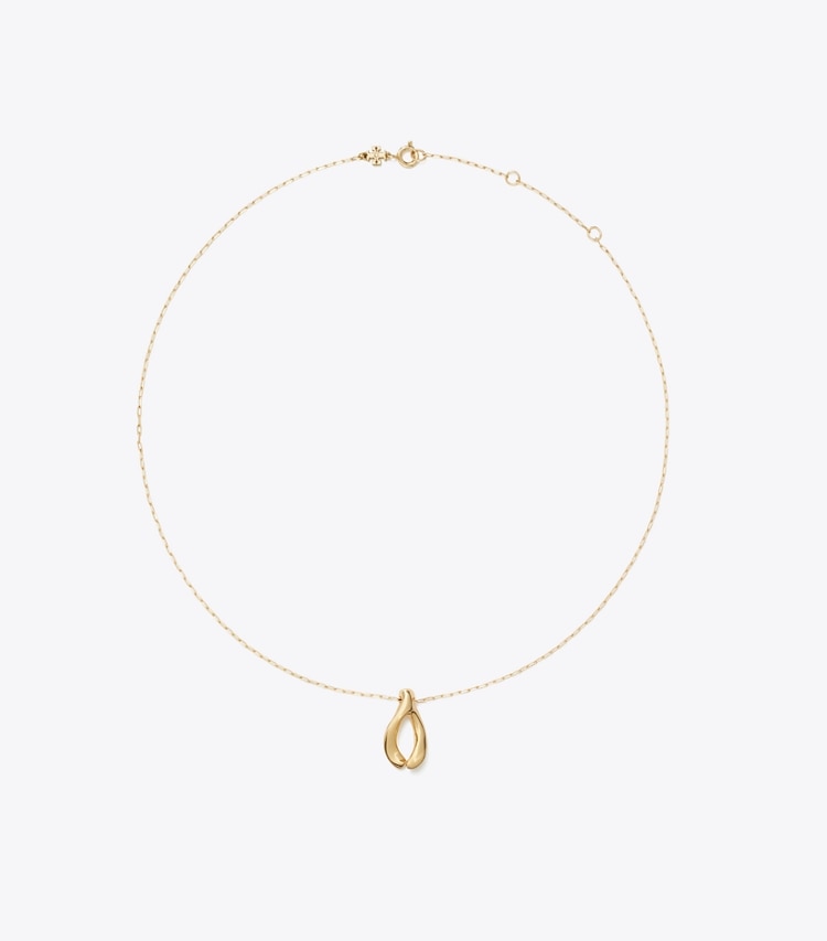 Tory Burch designer necklaces Wishbone Pendant in Tory Gold front