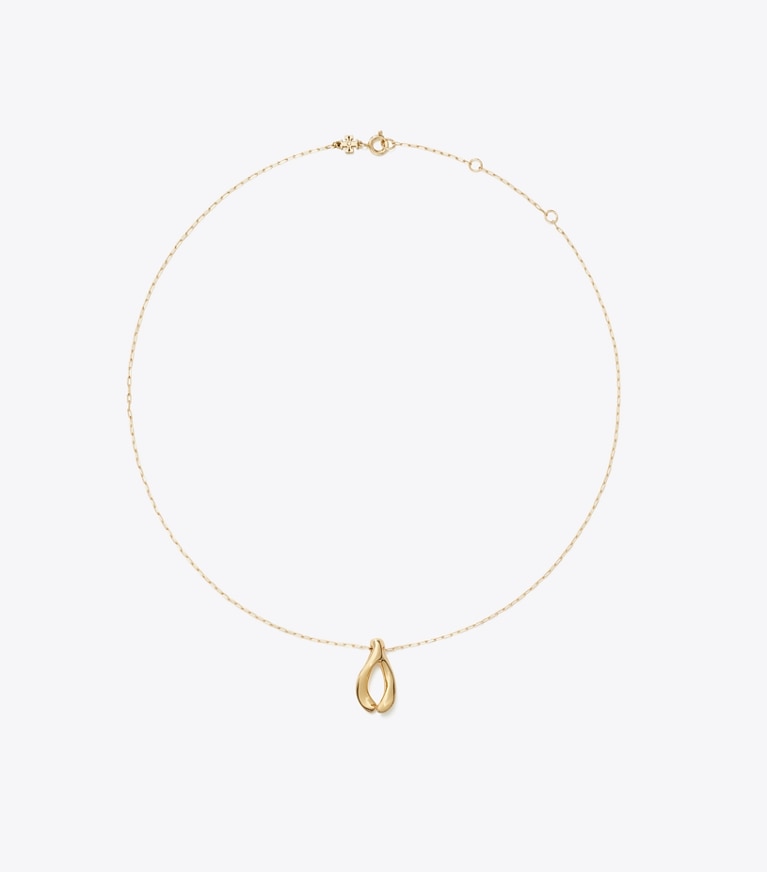 Tory Burch designer necklaces Wishbone Pendant in Tory Gold front