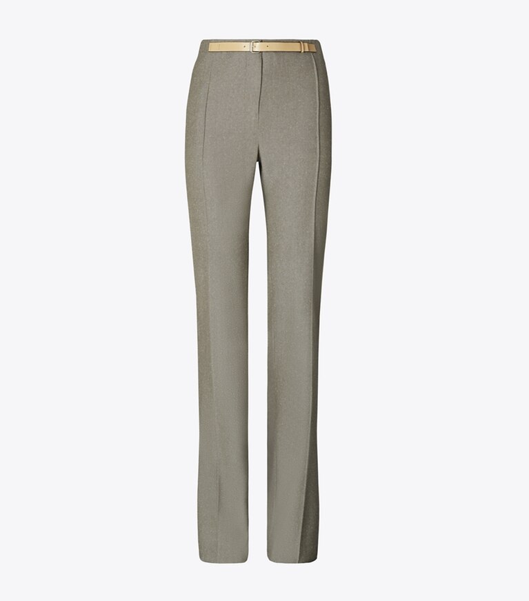 Tory Burch designer unterteile Wollhose mit hohem Bund in Mountain Ash Ground/Marshmallow Fleck front
