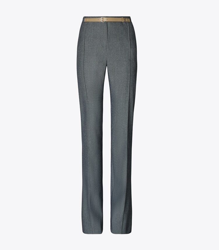 Tory Burch designer unterteile Wollhose mit hohem Bund in Squid Ink Ground/Frozen Blue Fleck front