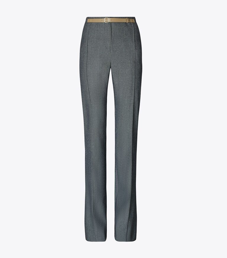 Tory Burch designer unterteile Wollhose mit hohem Bund in Squid Ink Ground/Frozen Blue Fleck front