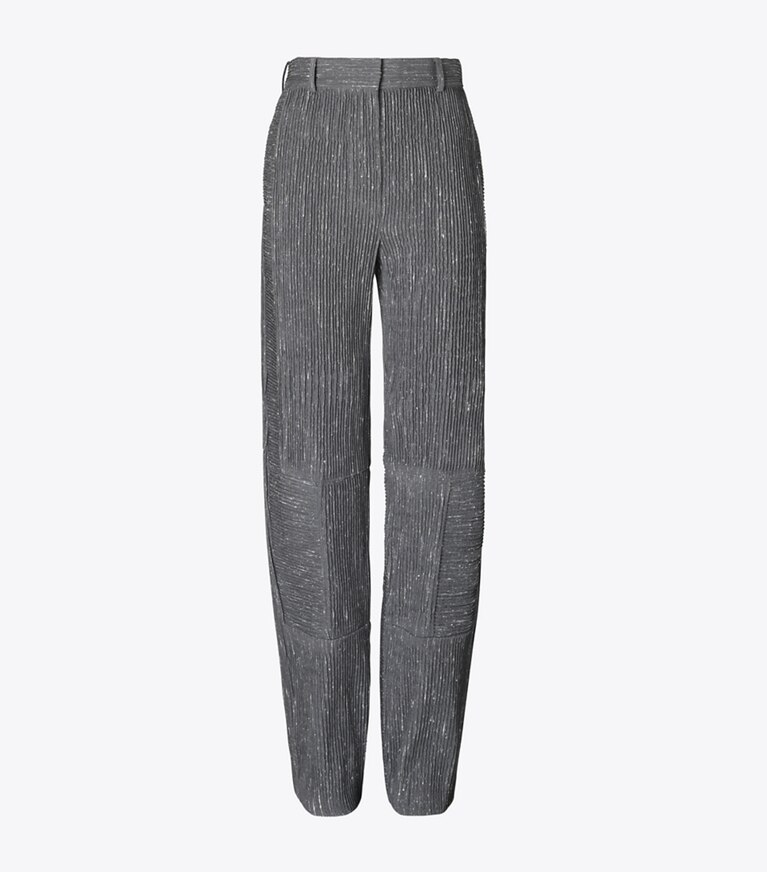 Tory Burch designer unterteile Wollhose mit weitem Bein in Charcoal/White front