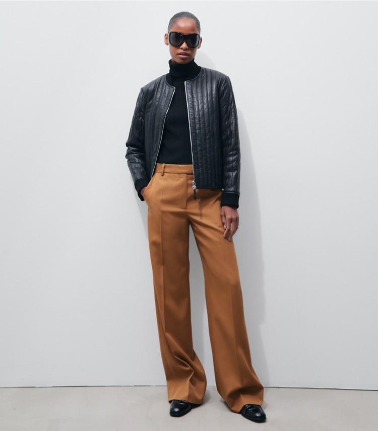 Tory Burch designer unterteile Wollhose in Cinnamon modell von vorn