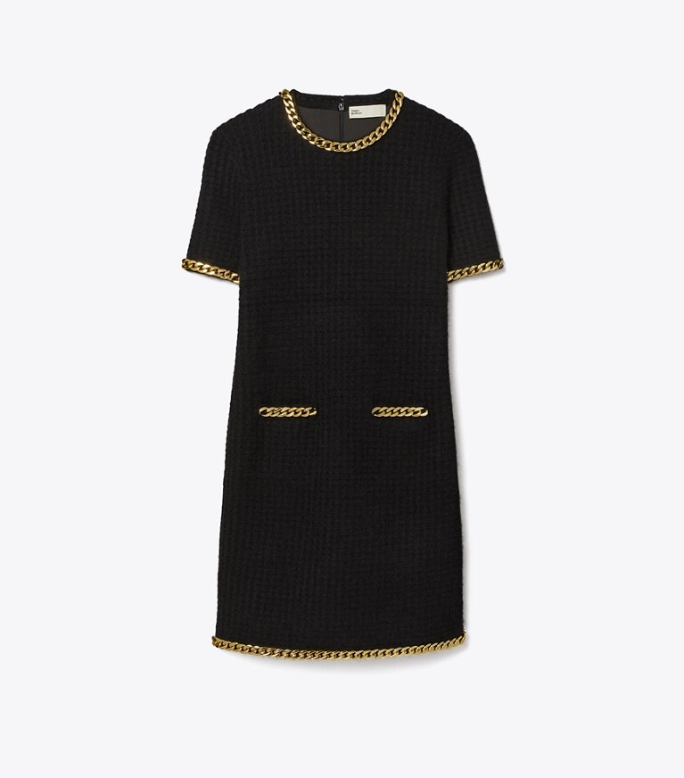 Tory Burch designer kleider Wollkleid mit Kettenverzierung in Black front