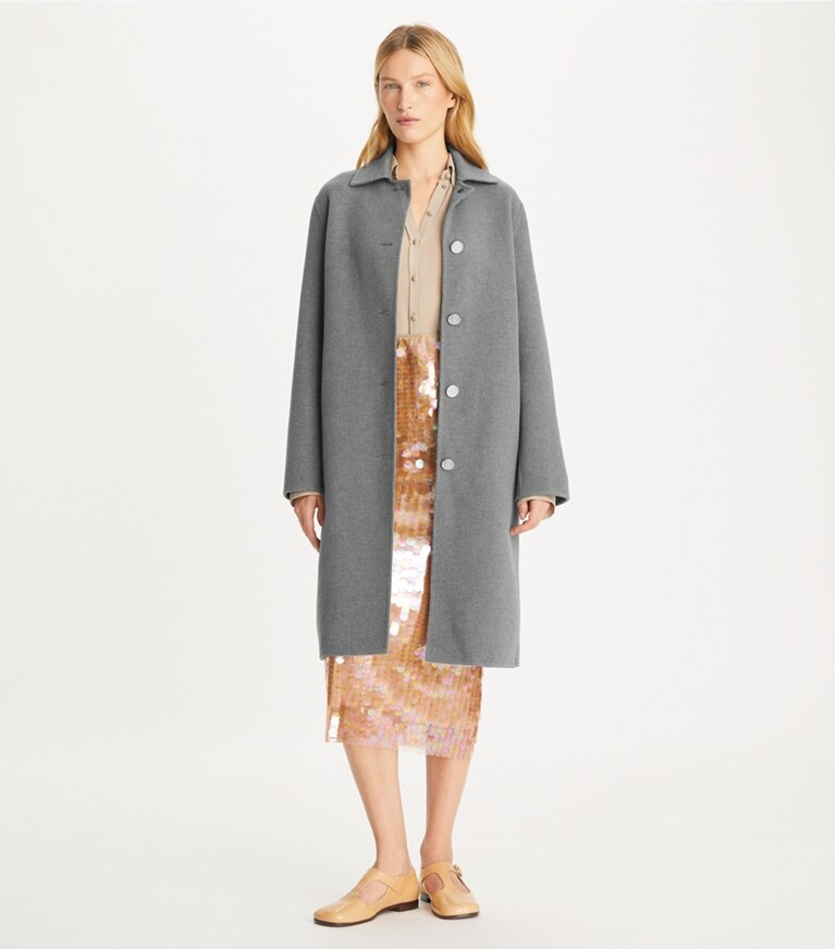 Tory Burch designer mäntel Wollmantel in Flecked Gray front