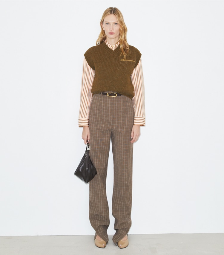 Tory Burch designer strickware Wollpullunder in Brown modell von vorn