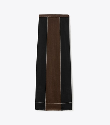 Tory Burch designer unterteile Wollrock in Black / Chocolate front