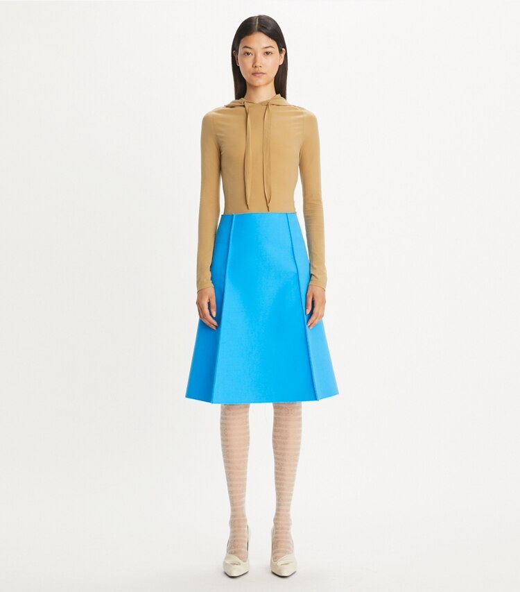 Tory Burch designer unterteile Wollrock in Cave Blue modell von vorn
