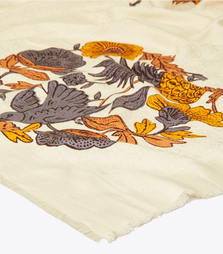 Tory Burch designer scarves Wonderland Vine Jacquard Traveler Scarf in Eclipse detail