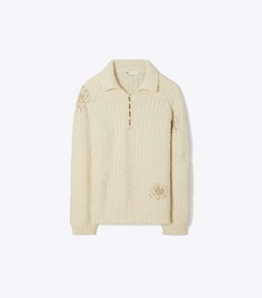 Tory Burch designer sweaters Wool and Alpaca Sweater in Cream front