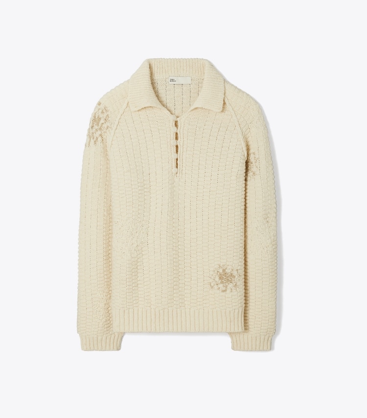 Tory Burch designer sweaters Wool and Alpaca Sweater in Cream front