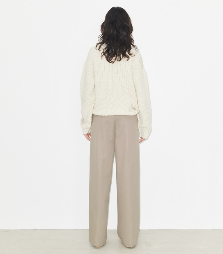 Tory Burch designer sweaters Wool and Alpaca Sweater in Cream front