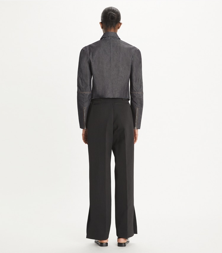 Tory Burch designer ボトムス ウール＆コットン パンツ in Night Shadow on model back