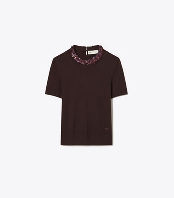 ★関税込★ TORY BURCH 装飾付き ウール混 ミディドレス エンベリッシュ-セータードレス-