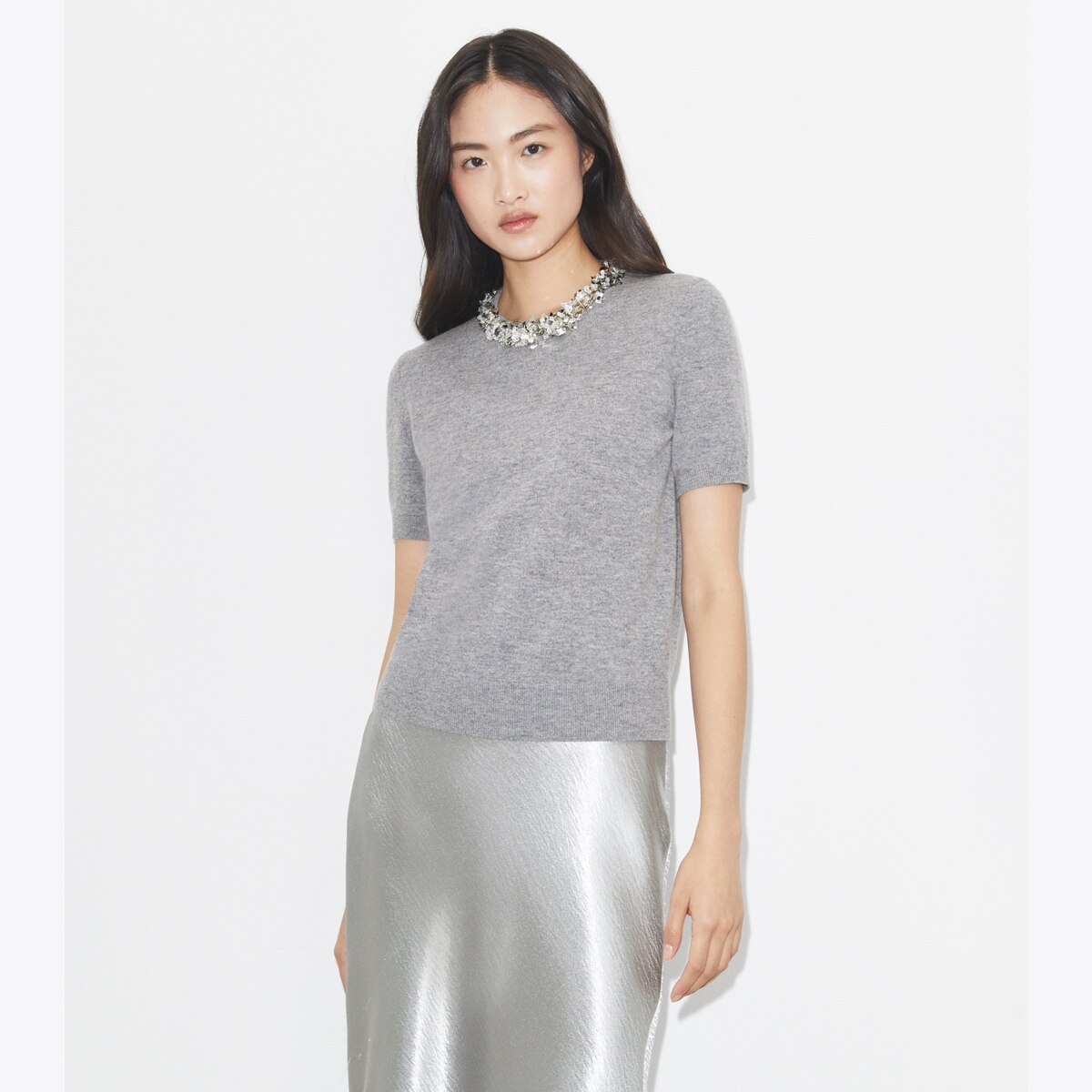 WOOL AND SEQUIN SHORT-SLEEVED SWEATER - thumbnail 2