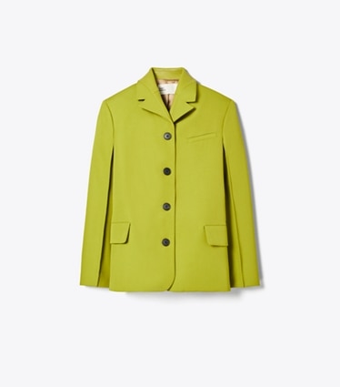 Tory Burch designer jackets Wool Blazer in Leaf Green front