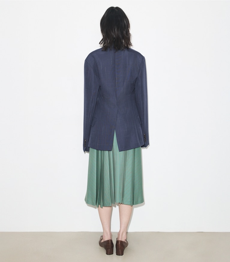 Tory Burch designer jackets Wool Blazer in Steel on model back