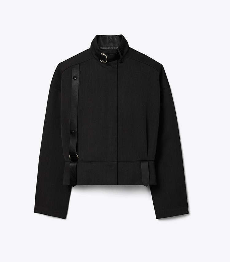 Tory Burch designer jackets Wool Bomber Jacket in Night Shadow front