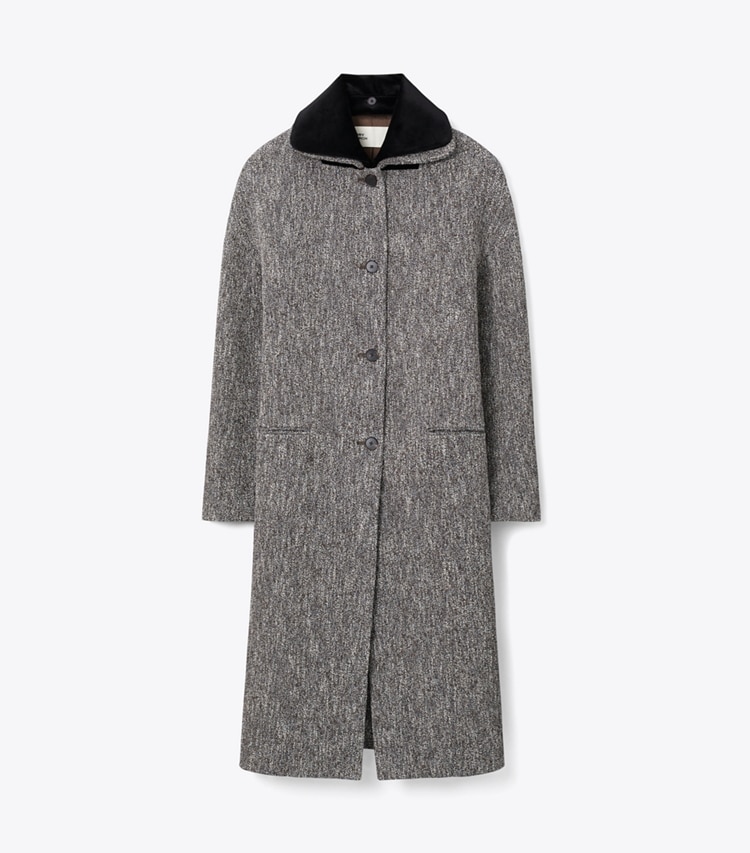Tory Burch designer coats Wool Bouclé Coat in Brown / Ivory front