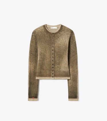 Tory Burch designer sweaters Wool Cardigan in Sand front