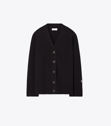 Tory Burch designer sweaters Wool Cardigan in BLACK front
