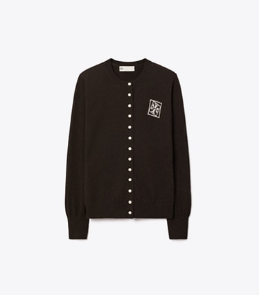 Tory Burch designer sweaters Wool Cardigan in Brown front