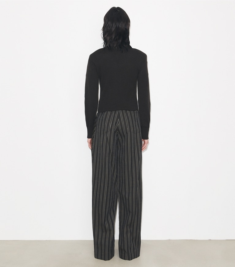 Tory Burch designer sweaters Wool Cardigan in Brown on model back