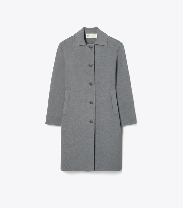 Tory Burch designer コート フレック ウールコート in Flecked Gray front