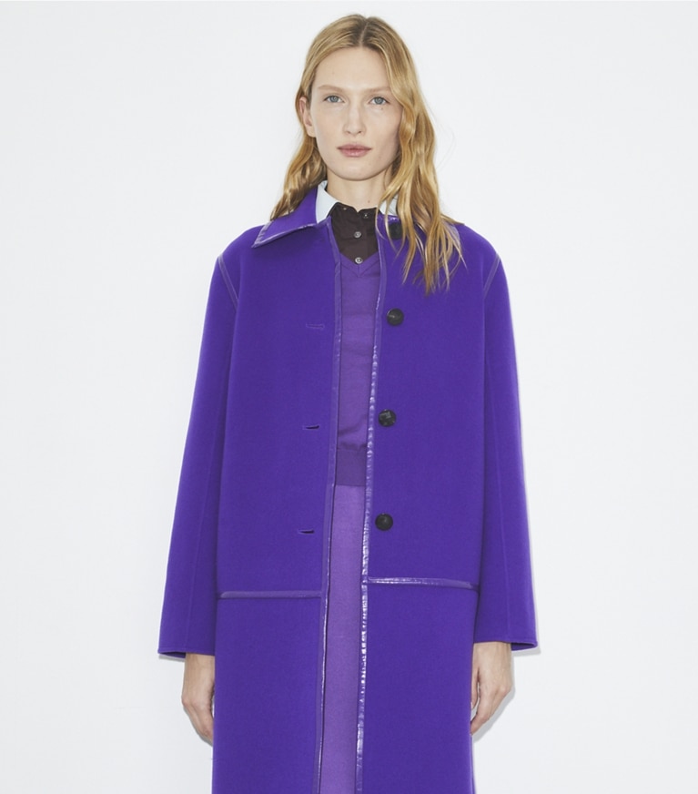 Tory Burch designer coats Wool Coat in Purple Aster front