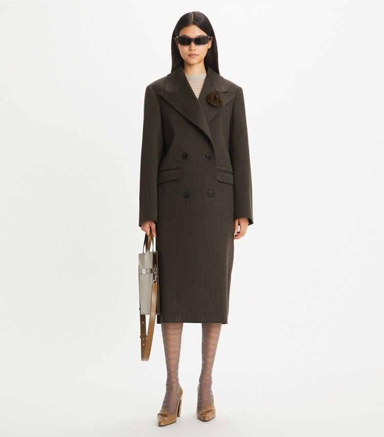 Tory Burch designer coats Wool Coat in Gray on model front