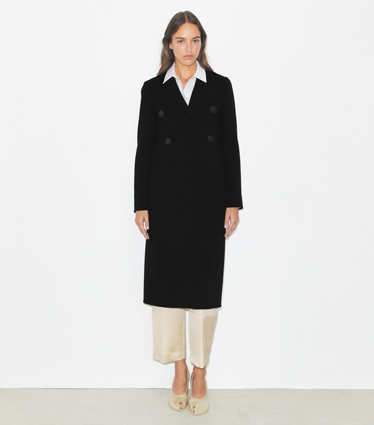 Tory Burch designer coats Wool Coat in Black on model front