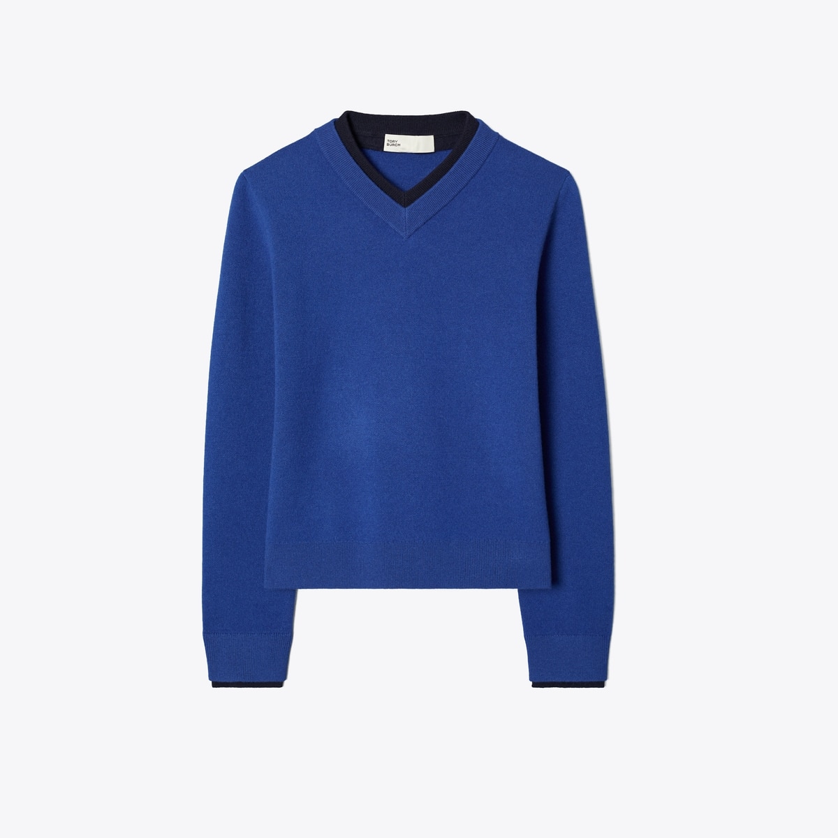 WOOL DOUBLE COLLAR V-NECK SWEATER