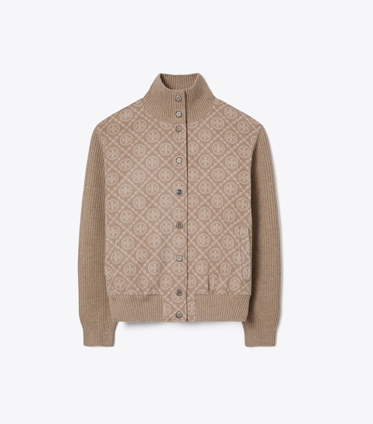 Tory Burch designer ジャケット ウール ジャガード ボンバージャケット in Light Khaki front