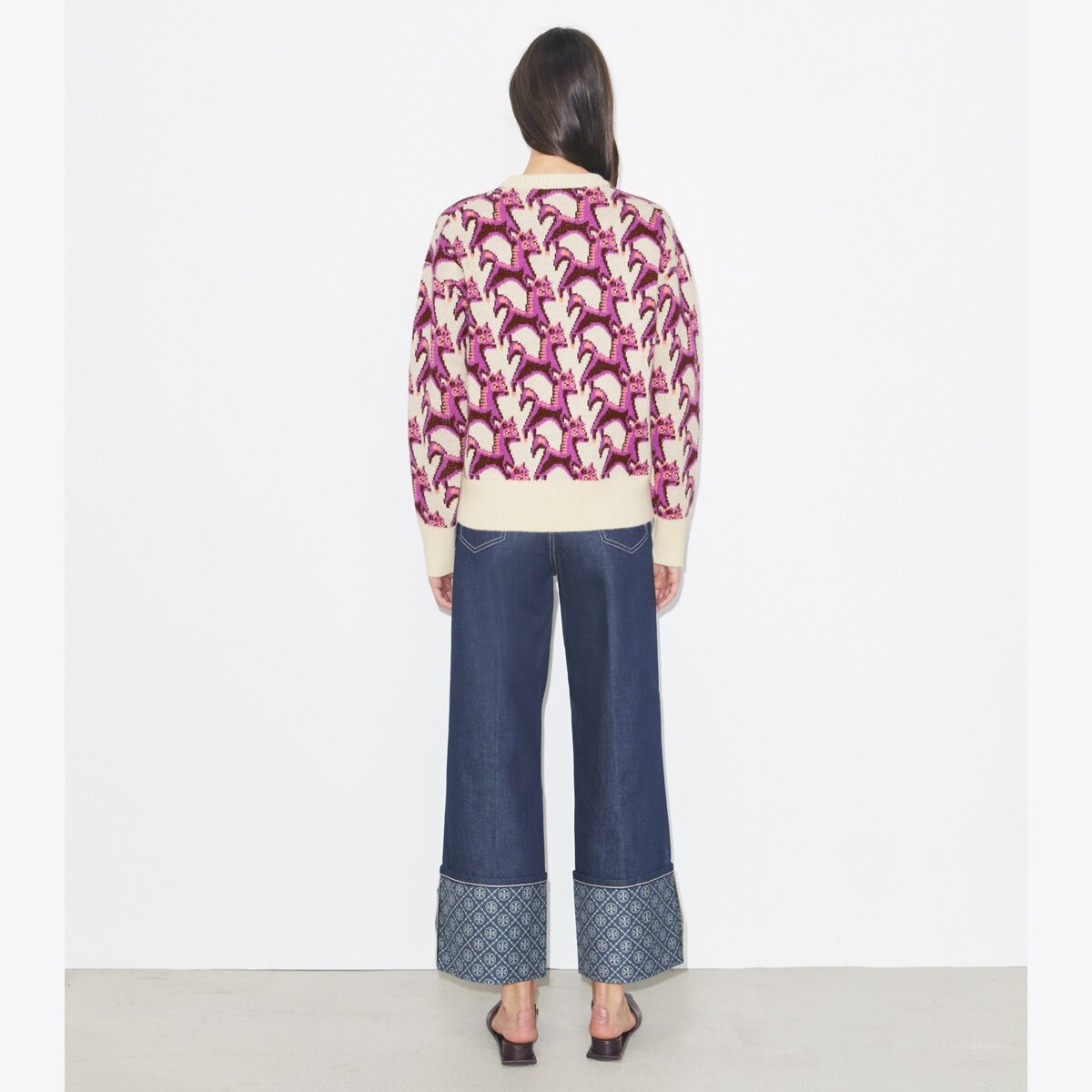 Wool Jacquard Crewneck Sweater: Women's Designer Sweaters | Tory Burch