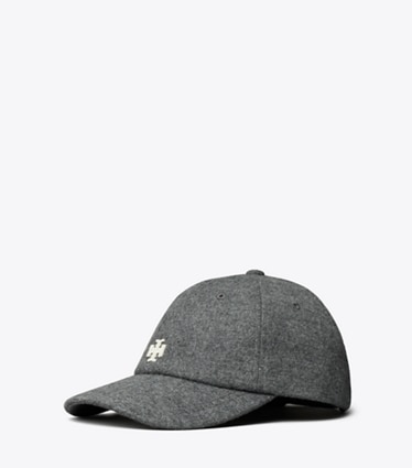 Tory Burch designer hats Wool Logo Cap in Heather Gray angle